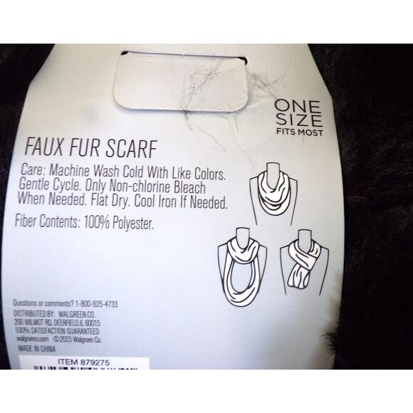 West Loop Faux Fur Infinity Scarf Black Double Thick 8" Wide 60" Long Warm - Picture 3 of 3